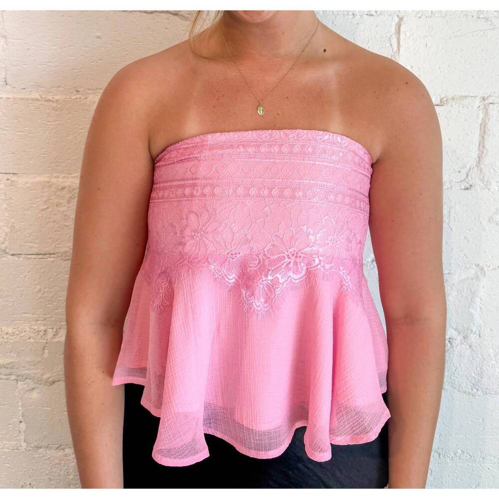 NEW ADELINE jocelyn floral lace top in pink
